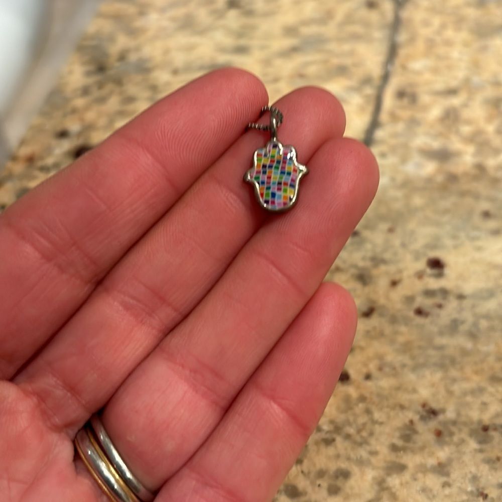 Sterling Silver Multicolored Hamsa - image 3